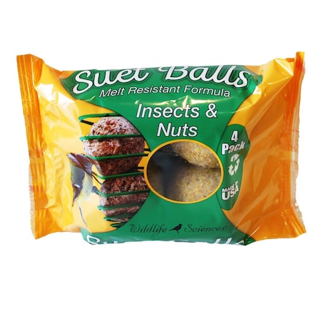 Charmingencantador 16 oz Sciences 436 Suet Balls Birds Food - Insects & Nuts MP6, 4PK CH3688015
